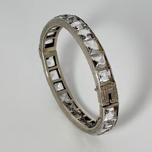 Diamonbar Art Deco Sterling Silver Chanel Set Cut Crystals